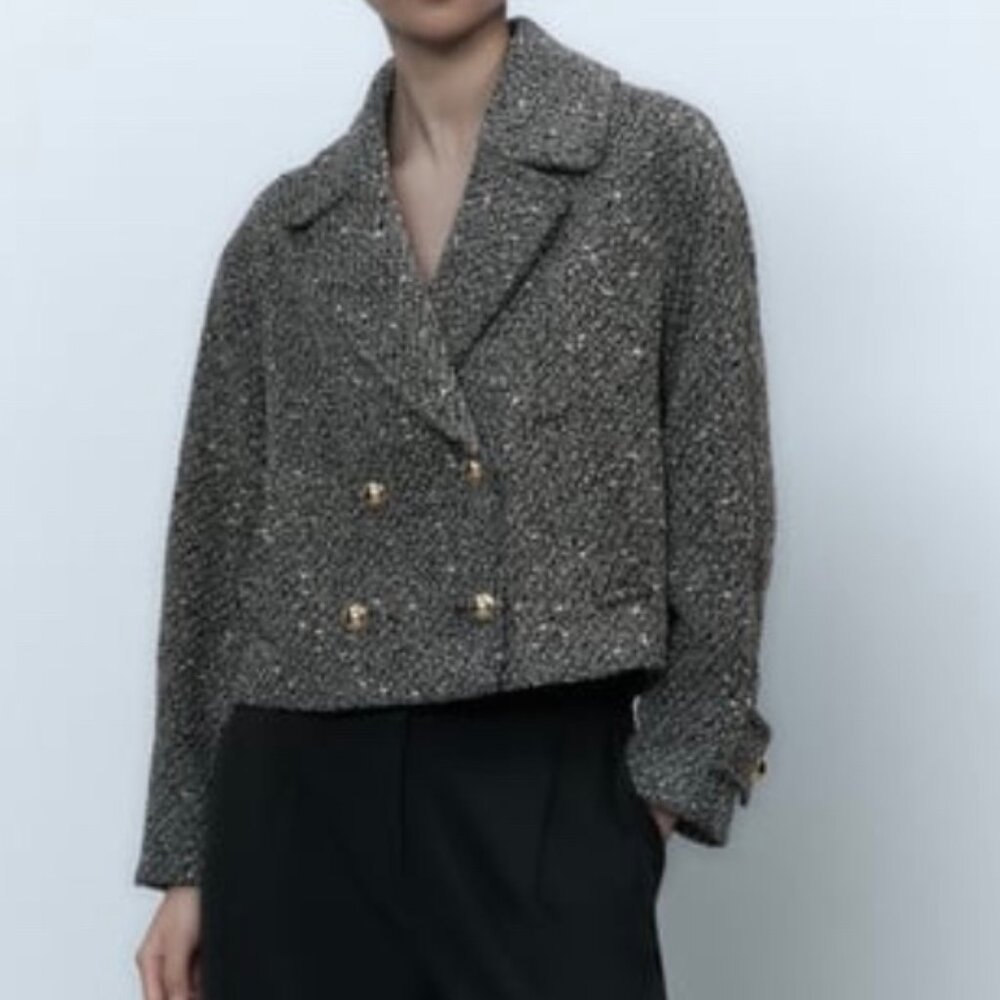 CROPPED TEXTURED BLAZER